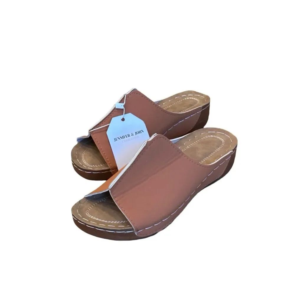 NEW! Alecia Lightweight Slip-Slide On Sandal Brown Size 38 (7 1/2)